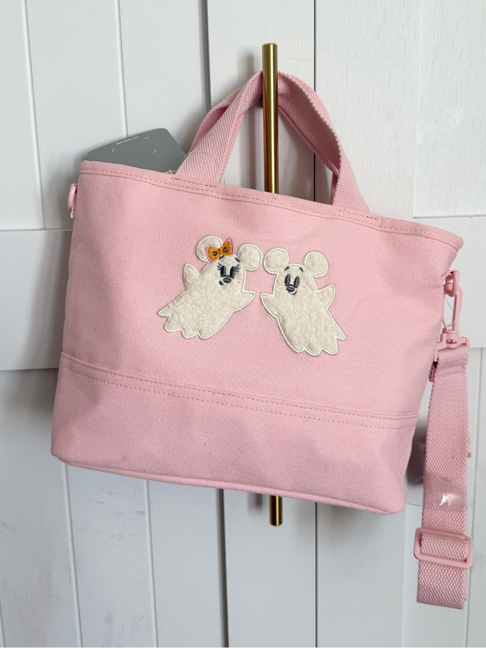 Disneyland parks 2025 pastel pink ghost canvas tote bag crossbody
